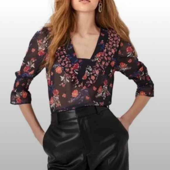 French Connection Ella Rose Ruffle Top, Size 0 - Picture 1 of 4